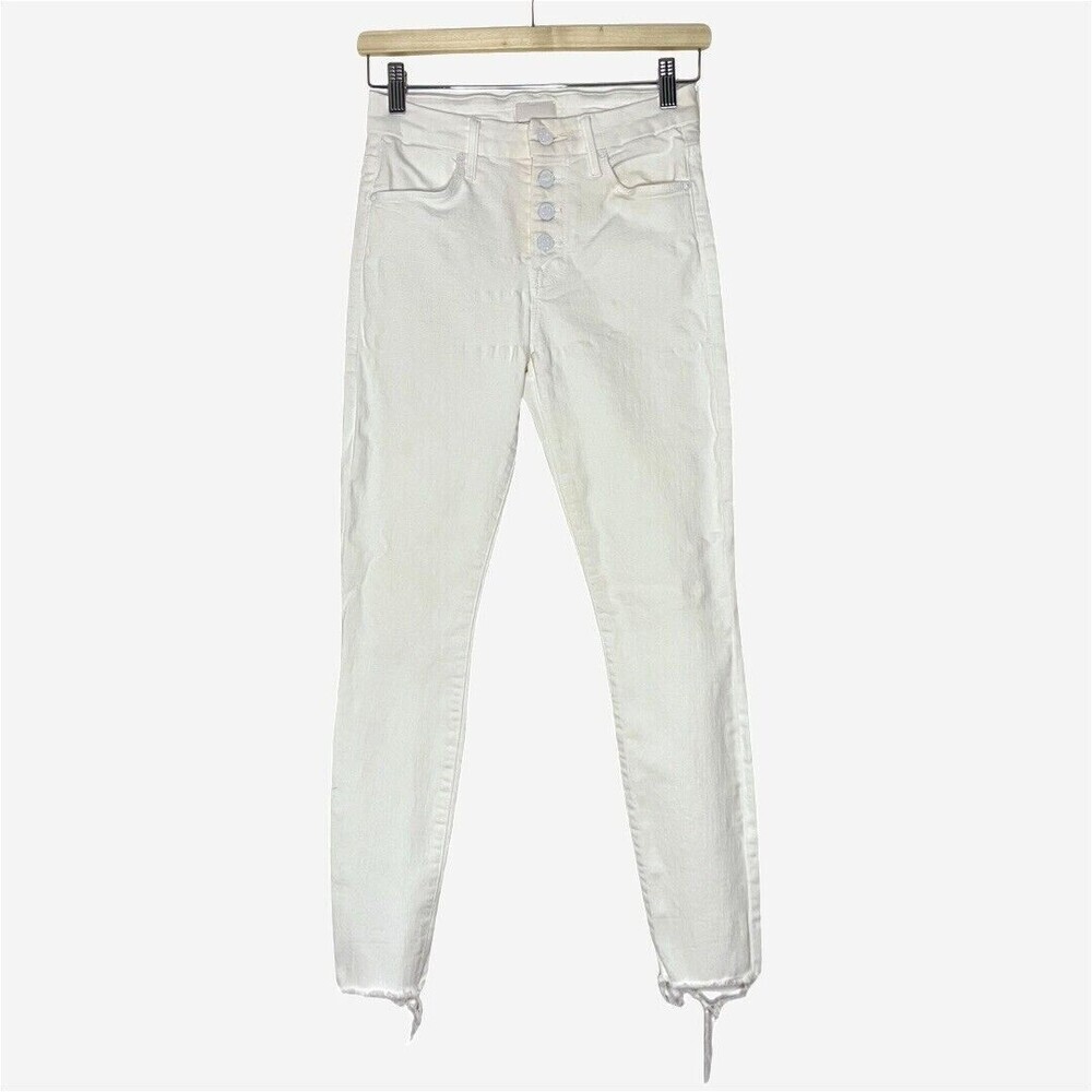 Mother Womens Jean 25 White The Pixie Ankle Fray Fairest Skinny Button Fly USA